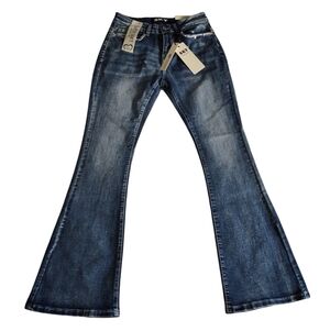 NWT Sky Size 7 Bootcut Embellished Skull Rhinestone Jeans